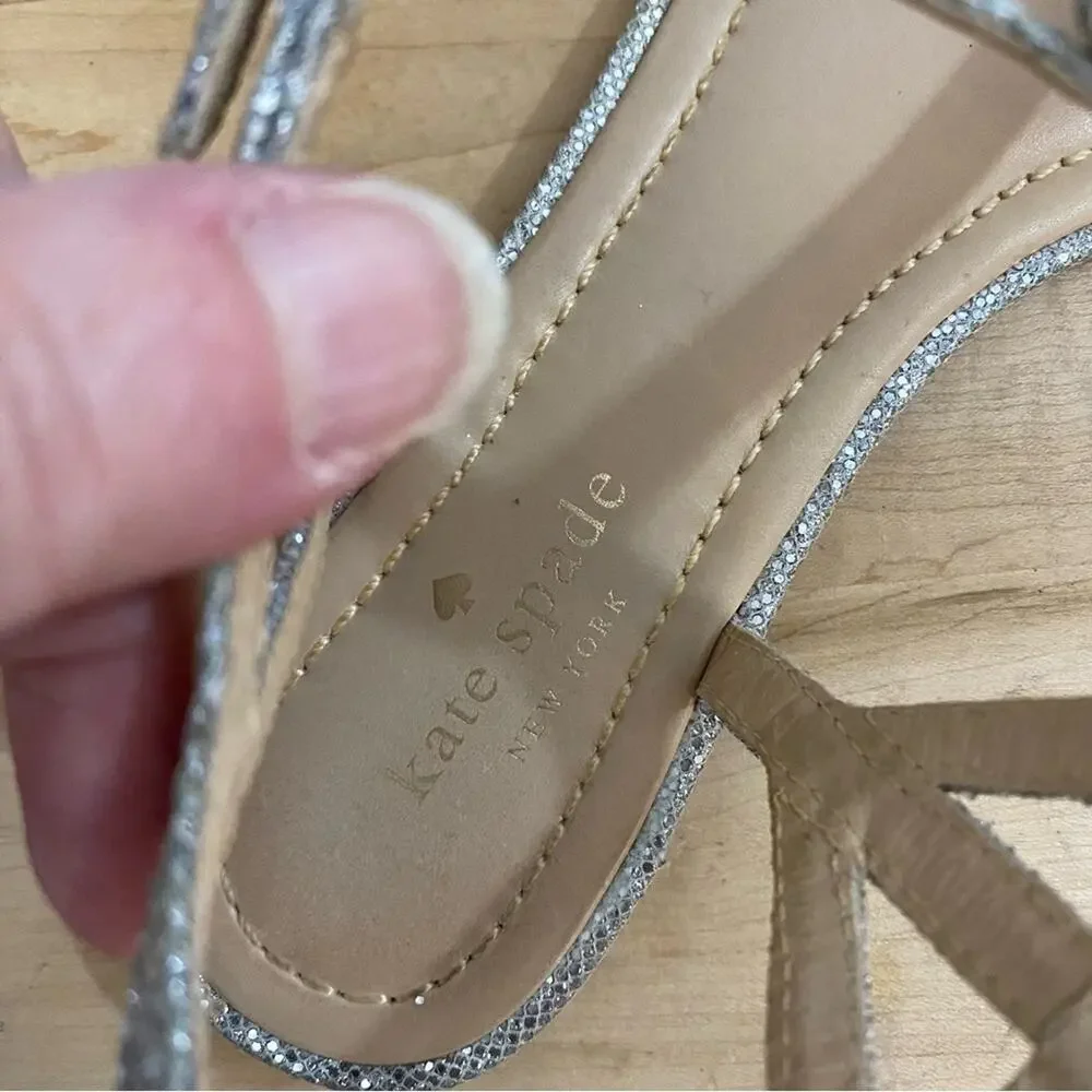 Kate Spade Andrea Women's Silver Bow Thong Sandals N6481 Size 9.5 Medium‎